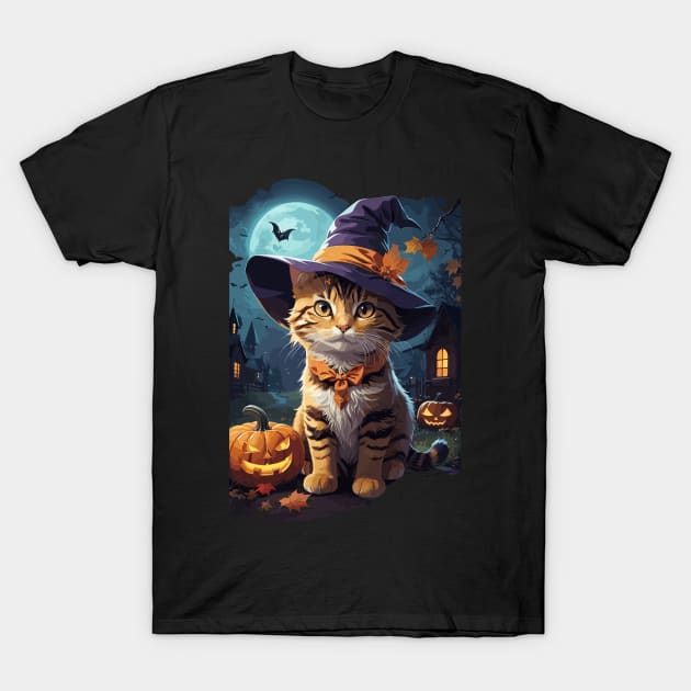 Halloween Cat T-Shirt by 8ird